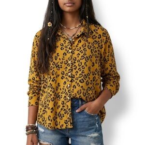 4/$20 l.e.i. Leopard Print Hi-Low Button Front Blouse XXL Junior Lightweight Top
